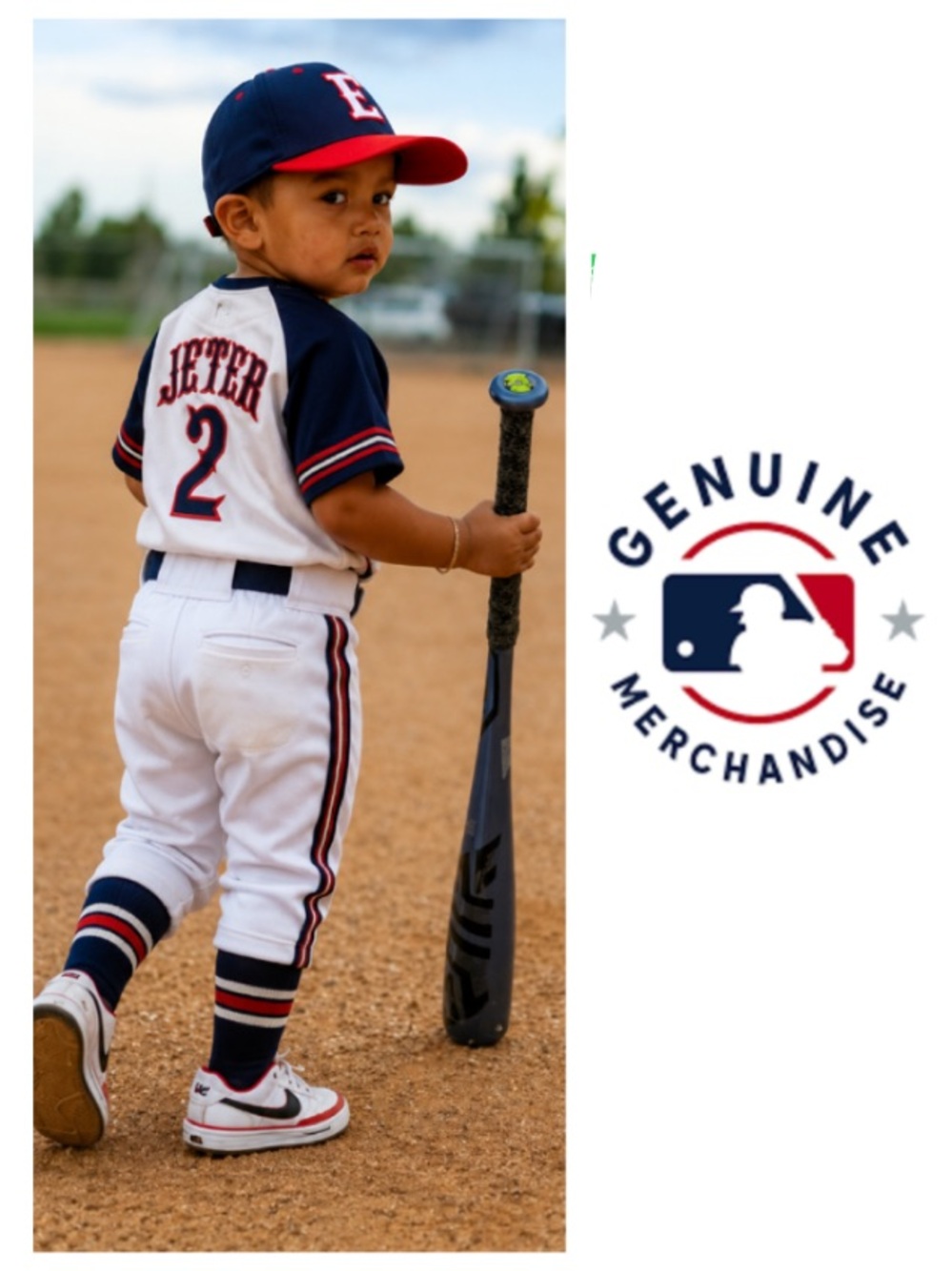 Genuine Merchandise New York Yankees #2 Jeter button-front baseball jersey (4T)